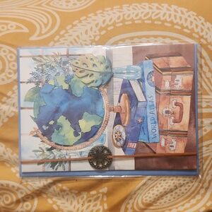 Papyrus World Globe Card Blank Inside New in Plastic